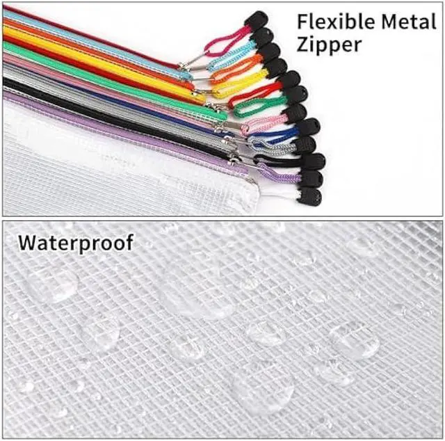 Alt view image 4 of 6 - EOOUT 24pcs Mesh Zipper Pouch Bags A3 Extra Large Document Bag with Label Pocket, 16.9x12 Inches, Plastic Zip File Folders, Puzzles, Board Game Storage for Organizing Office Home