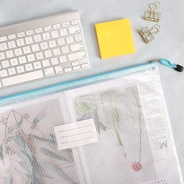 Alt view image 5 of 6 - EOOUT 24pcs Mesh Zipper Pouch Bags A3 Extra Large Document Bag with Label Pocket, 16.9x12 Inches, Plastic Zip File Folders, Puzzles, Board Game Storage for Organizing Office Home