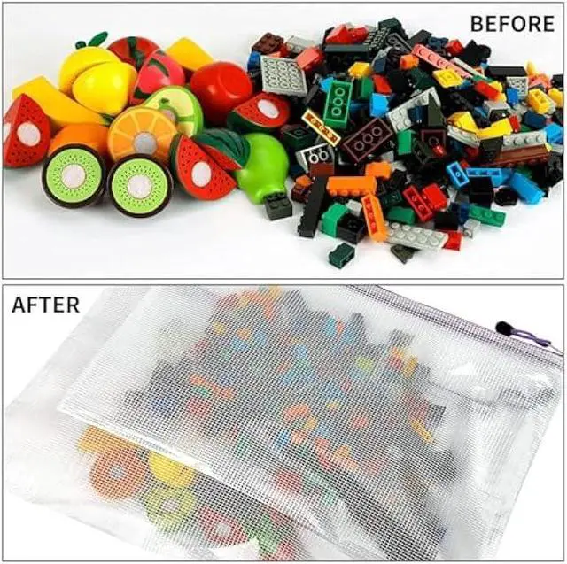 Alt view image 6 of 6 - EOOUT 24pcs Mesh Zipper Pouch Bags A3 Extra Large Document Bag with Label Pocket, 16.9x12 Inches, Plastic Zip File Folders, Puzzles, Board Game Storage for Organizing Office Home