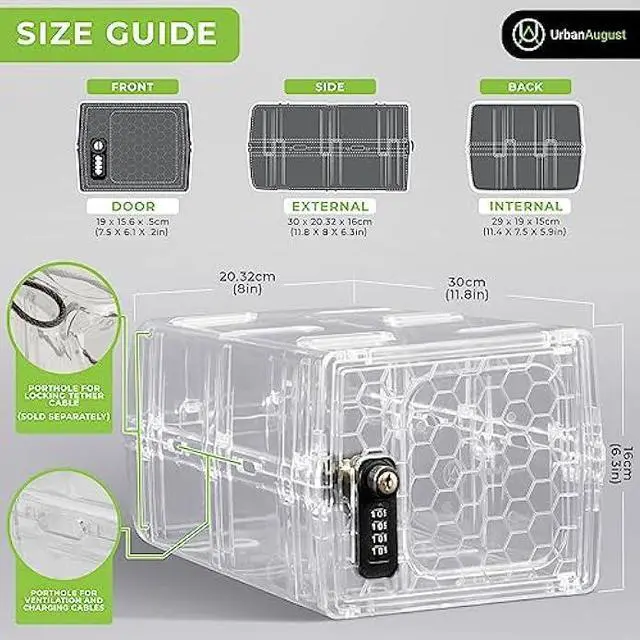 Alt view image 4 of 5 - Urban August Lockable Storage Box - Medication Lock Box with Code & Key - Made of Industrial-Grade Plastic - One Size (Clear)