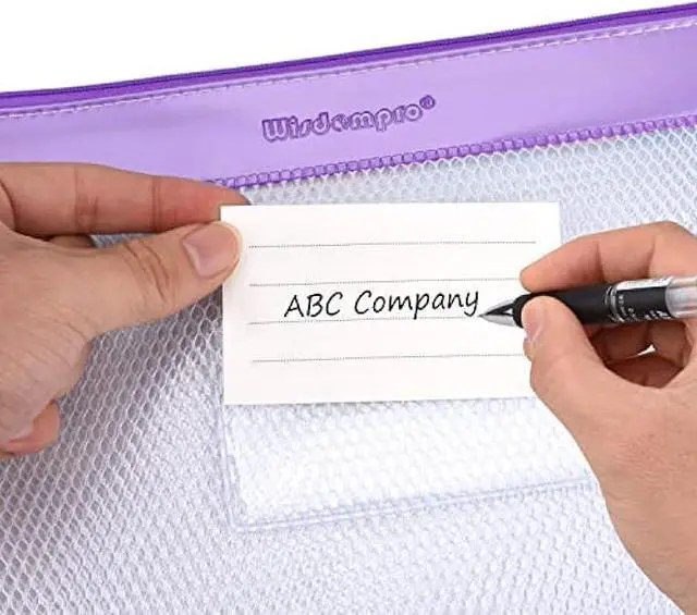 Alt view image 6 of 6 - Zipper File Bag, Wisdompro 4 Pack A4 Size Paper Document Storage File Zipper Pouches Holder with Label Pocket Organizer for Office Documents, Business Receipts, User Manual- Purple