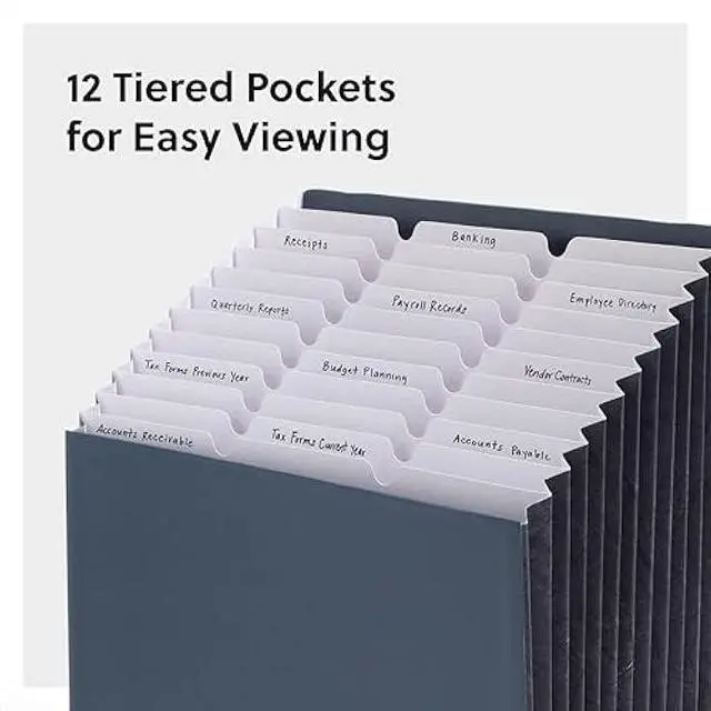 Alt view image 4 of 7 - Smead 12-Pocket Tiered Stadium File, Letter Size, Blue, 1 Each (70211)