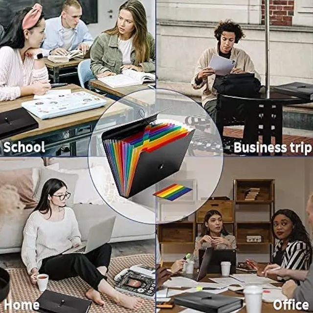 Alt view image 6 of 6 - 2 Pack Accordion File Folder Organizer, 13 Pockets Expanding File Folder, A4 Letter Size Paper Document Receipt Organizer for Classroom, Home, Office and Travel