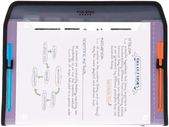 Alt view image 5 of 7 - Five Star 7 Pocket Expanding File Organizer + Study App, Plastic Expandable File Folders with Customizable Tabs & Clear Cover, Holds 8-1/2 x 11, Zipper Closure, Amethyst Purple (351700G)