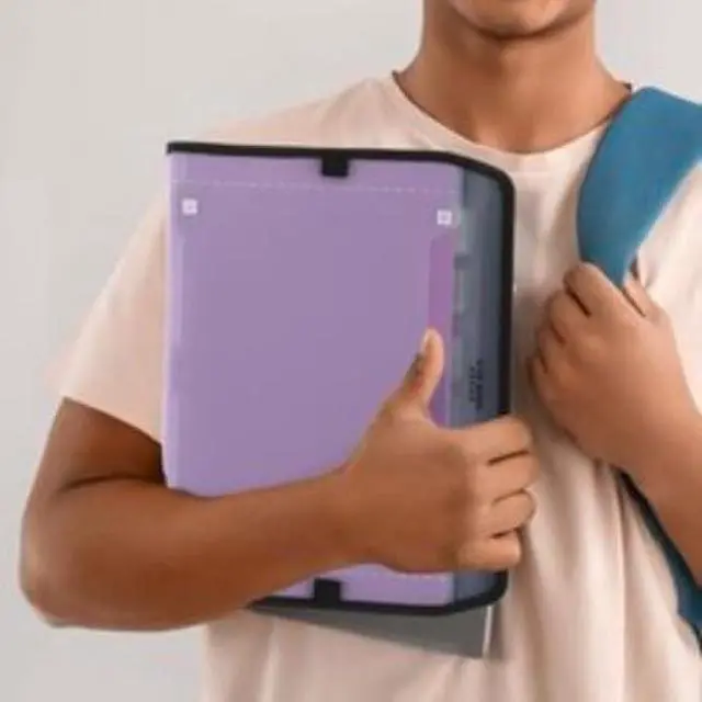 Alt view image 6 of 7 - Five Star 7 Pocket Expanding File Organizer + Study App, Plastic Expandable File Folders with Customizable Tabs & Clear Cover, Holds 8-1/2 x 11, Zipper Closure, Amethyst Purple (351700G)