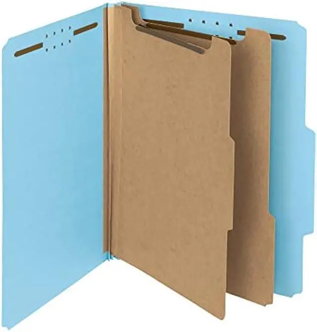 Main image of Smead 100 Percent Recycled Classification Folders - Letter, 2 Dividers, Blue, 10 Per Box (14021)