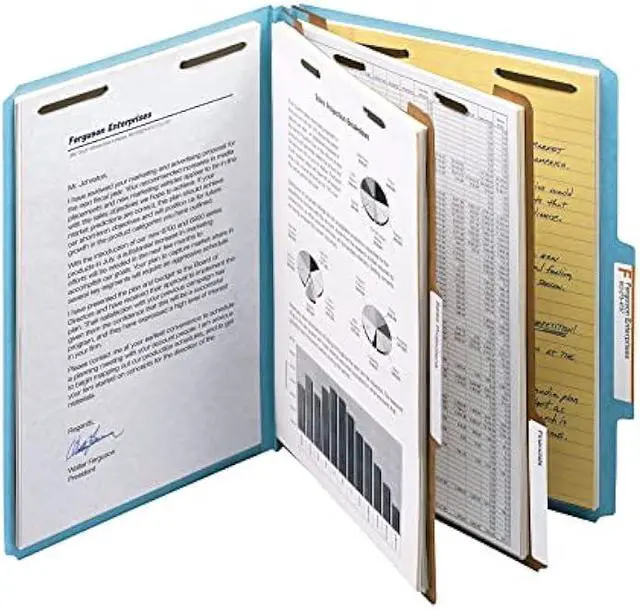Alt view image 2 of 6 - Smead 100 Percent Recycled Classification Folders - Letter, 2 Dividers, Blue, 10 Per Box (14021)
