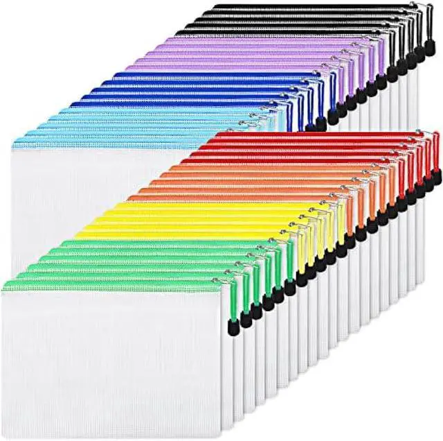 Main image of EOOUT 56pcs Mesh Zipper Pouch Zipper Bag, Durable Pouches for Organization Puzzle Storage, Letter Size, A4 Size, for Office Supplies