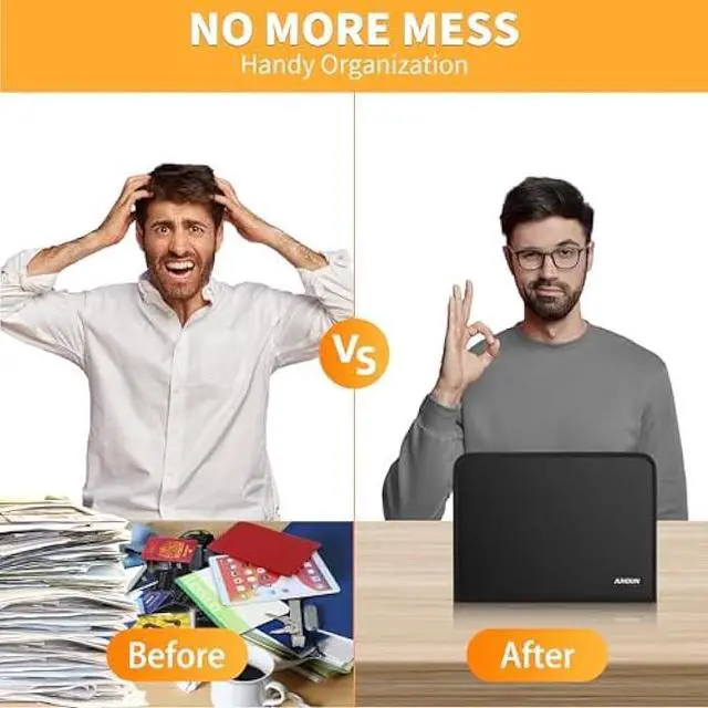 Alt view image 6 of 6 - JUNDUN 5200 Fireproof Document Organizer, Multi-Pockets Accordion File Organizer with Zipper & Labels, Upgraded Heat Insulated 13 Pockets Expanding File Folder for Letter A4 Files and More