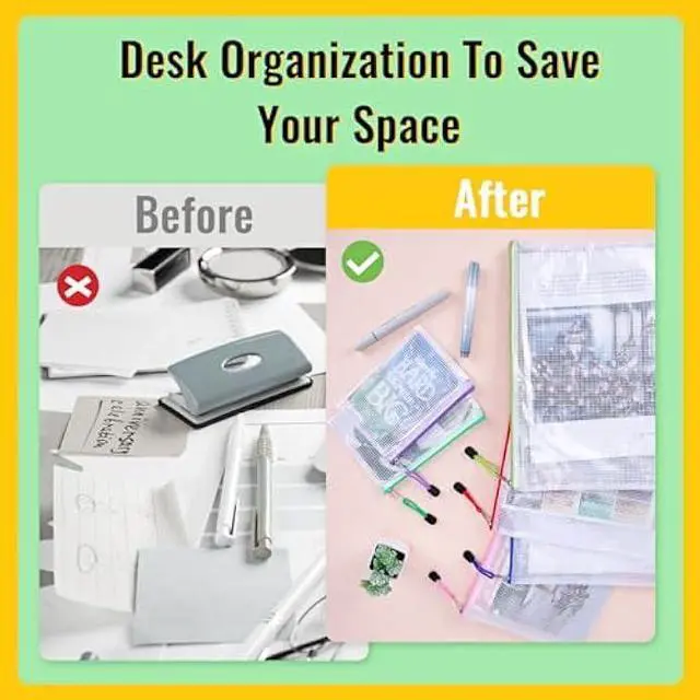 Alt view image 5 of 5 - EOOUT 14pcs Zipper Pouches for Organizing, Mesh Zipper Pouch Bags, 8 Sizes 14 Colors Waterproof Mesh Bags with Zipper, for Travel Storage, School Supplies, Office Appliances and Home Organize