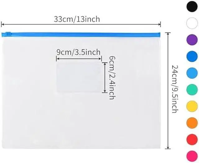 Alt view image 2 of 6 - EOOUT 24pcs Plastic Envelopes Poly Zip Envelopes Files Zipper Folders, A4 Size, Letter Size, 10 Colors, for School Office Travel Storage Supplies