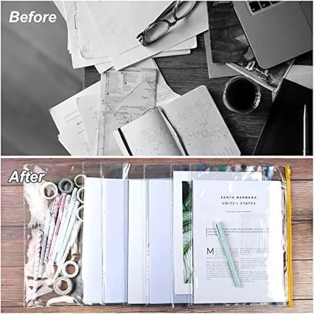 Alt view image 4 of 6 - EOOUT 24pcs Plastic Envelopes Poly Zip Envelopes Files Zipper Folders, A4 Size, Letter Size, 10 Colors, for School Office Travel Storage Supplies