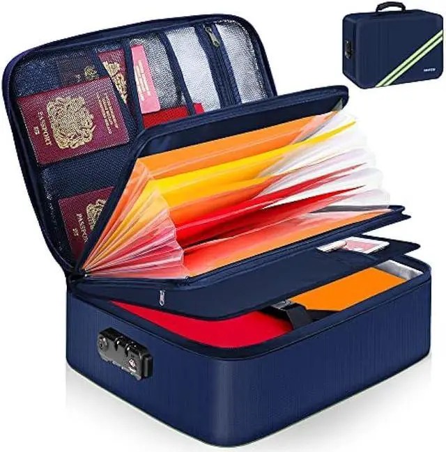Main image of Noiposi Document Organizer with 5200 Heat Insulated,16.1x11.4x4.3 Waterproof and Fireproof Document Box,Portable Home Travel Safe Storage Box for Important Documents and File,Blue