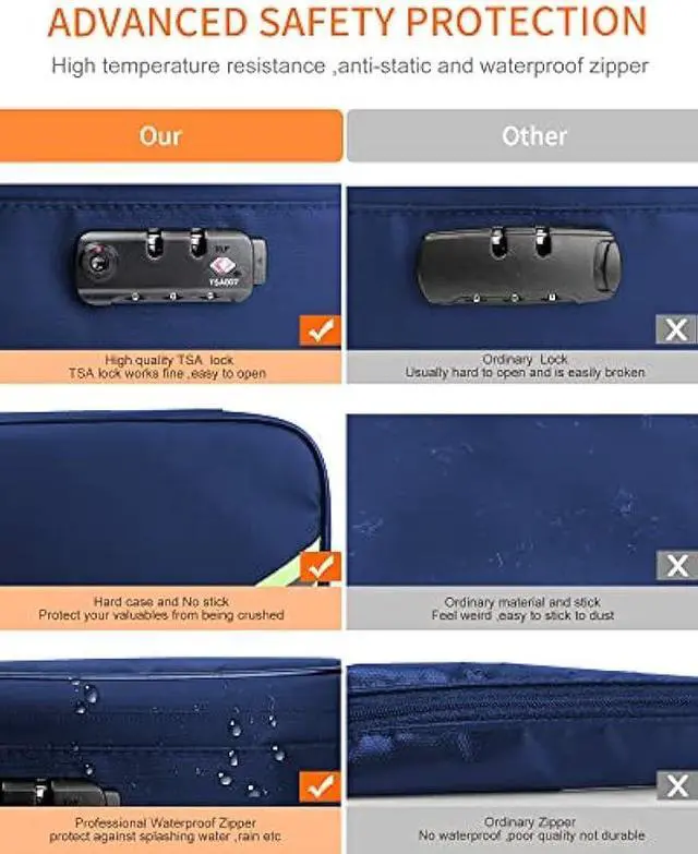 Alt view image 5 of 7 - Noiposi Document Organizer with 5200 Heat Insulated,16.1x11.4x4.3 Waterproof and Fireproof Document Box,Portable Home Travel Safe Storage Box for Important Documents and File,Blue