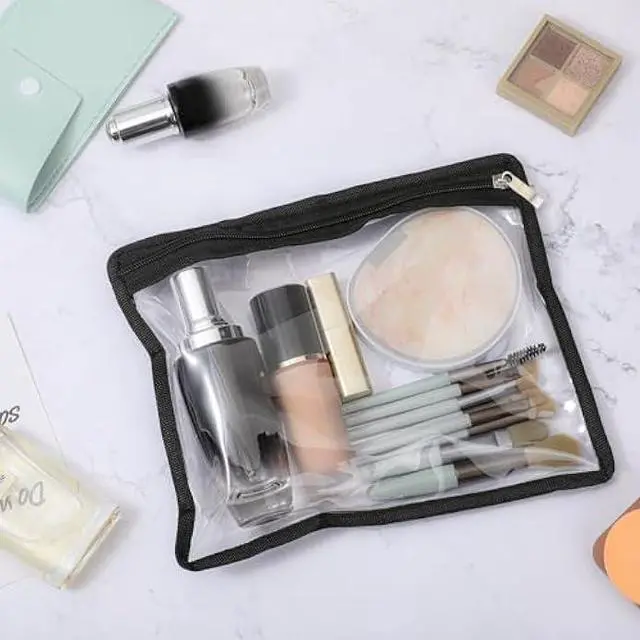 Alt view image 5 of 5 - Outus 8 Pcs Clear Zipper Pouches Pencil Pouches PVC Makeup Pouch Envelopes Folder Storage Multi Purpose Pouch Document File Organization Bags, Office Supplies (Black Edging, 9.8 x 8 Inches)