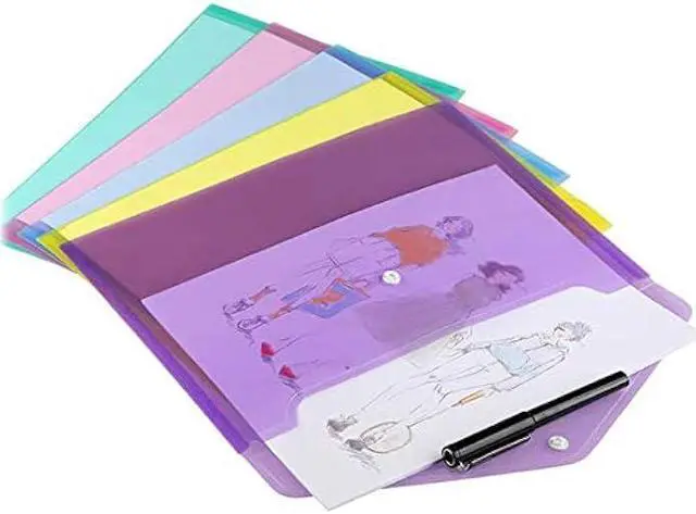 Alt view image 6 of 6 - Wiekyze Poly Envelope 12 Pcs Document Envelopes with Snap Button Quality Clear Document Folder for A4 Size (Blue)