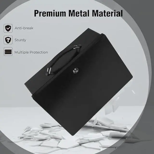 Alt view image 5 of 5 - Fireproof Document Box,X Large Fire Resistant Safe Box with Key Lock for Home, Portable Fireproof Lock Box for Personal Items, Passport, Cash, Tablet, Exterior 13.2 x 11 x 4.13