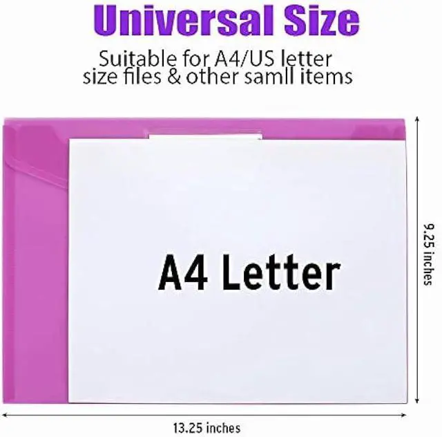 Alt view image 5 of 7 - Sooez 5 Pack Plastic Envelopes Poly Envelopes, Clear Document Folders Plastic File Folders US Letter A4 Size File Folder with Label Pocket, Teacher School Office Supplies Organization, Assorted Color