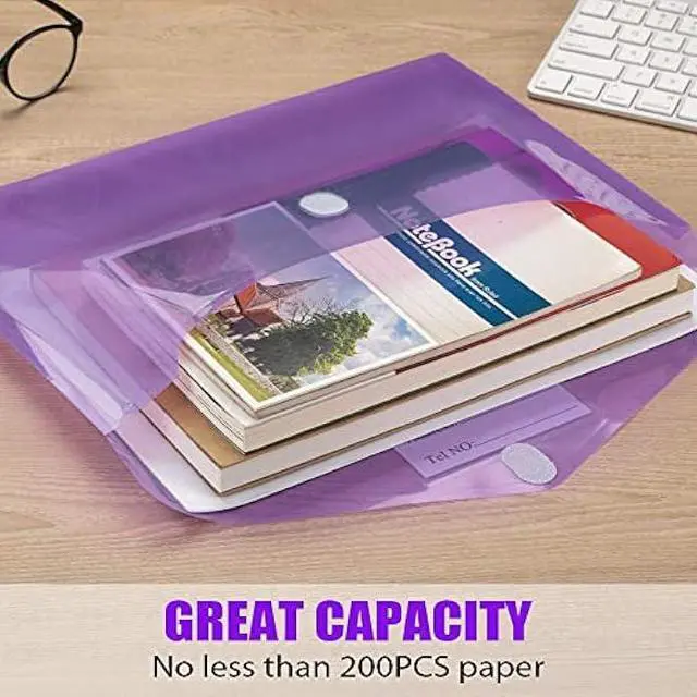 Alt view image 6 of 7 - Sooez 5 Pack Plastic Envelopes Poly Envelopes, Clear Document Folders Plastic File Folders US Letter A4 Size File Folder with Label Pocket, Teacher School Office Supplies Organization, Assorted Color