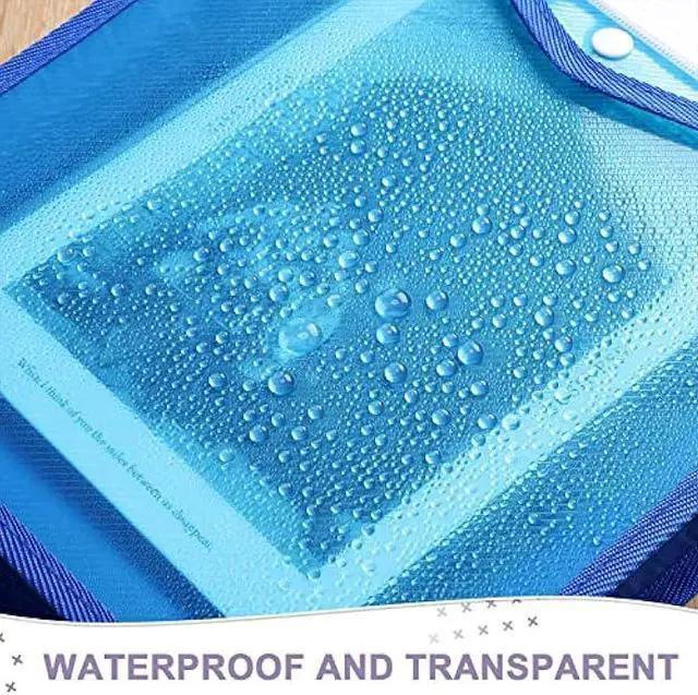 Alt view image 5 of 5 - 10 Pieces Plastic File Folders Envelope Expanding File Wallet Organizer Documents Folder with Snap Closure and Pocket, A4 Size Waterproof Transparent Pouch(Assorted Color,Vertical)