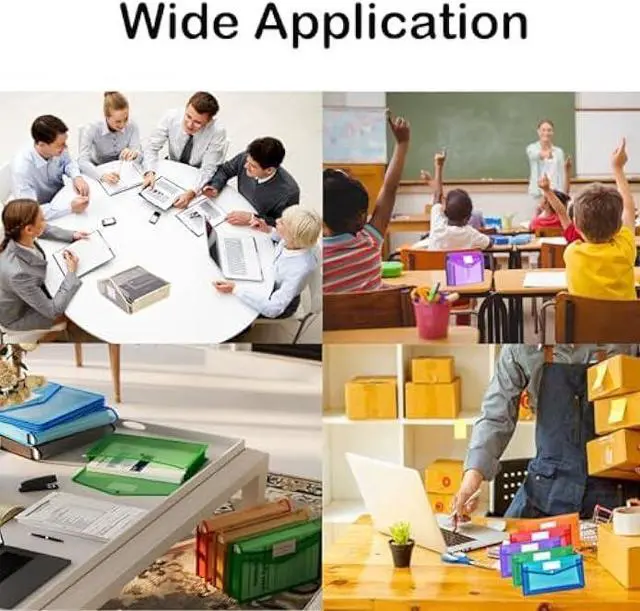 Alt view image 5 of 7 - iGolife Plastic File Folder, 9 Pcs Large-Capacity Poly Envelope Expanding File Wallet Document Folder A4 Accordion File Pouch with Label Pocket and Snap Button for School Home Work Office Organization