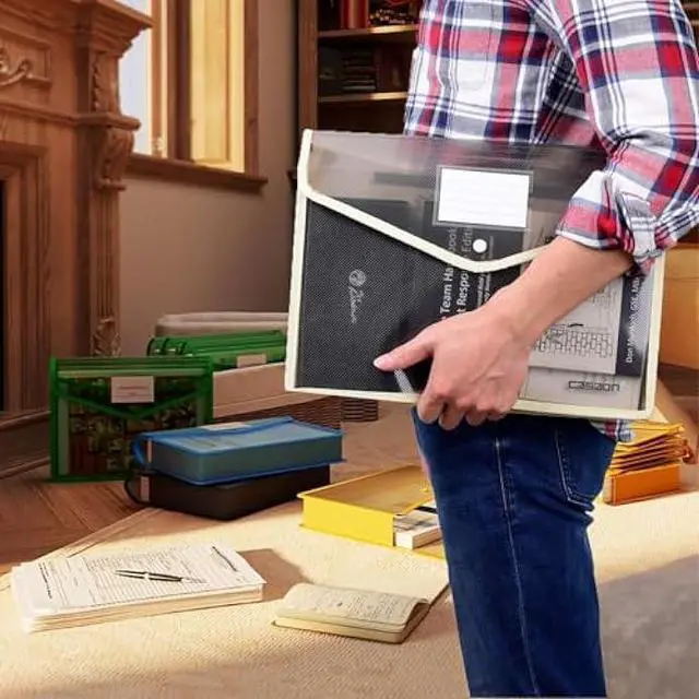 Alt view image 6 of 7 - iGolife Plastic File Folder, 9 Pcs Large-Capacity Poly Envelope Expanding File Wallet Document Folder A4 Accordion File Pouch with Label Pocket and Snap Button for School Home Work Office Organization