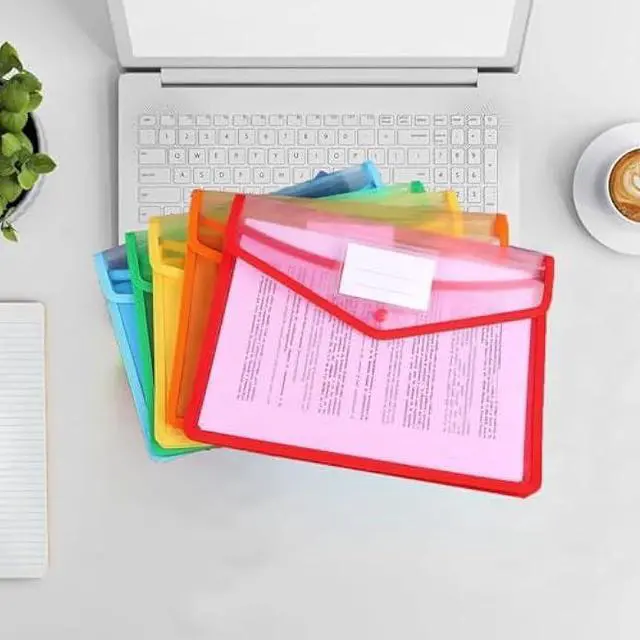 Alt view image 7 of 7 - iGolife Plastic File Folder, 9 Pcs Large-Capacity Poly Envelope Expanding File Wallet Document Folder A4 Accordion File Pouch with Label Pocket and Snap Button for School Home Work Office Organization