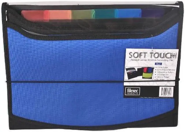 Main image of Filexec Soft Touch Padded Canvas Window Expanding File, 13 Pockets, 1 Pack, Blue (46221-6)