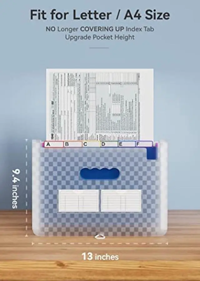 Alt view image 3 of 5 - ABC life 26 Pockets Accordian File Folder Organizer Letter Size Expanding File Folder, A4 Portable Document Paper School Organizer, Expandable Multicolor Accordion Filing Folders with Labels(Blue)