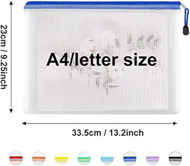 Alt view image 2 of 5 - EOOUT 56pcs Mesh Zipper Pouch Zipper Bag, Durable Pouches for Organization Puzzle Storage, Letter Size, A4 Size, for Office Supplies
