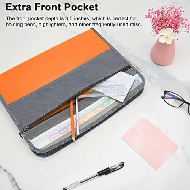 Alt view image 4 of 5 - NAFY Expanding File Folder, 13 Pockets Document Organizer with Zipper, A4 Letter Size Portable Accordion Expanding File Folders with 27pcs Multicolor Labels for Home Office School Supplies (Orange)