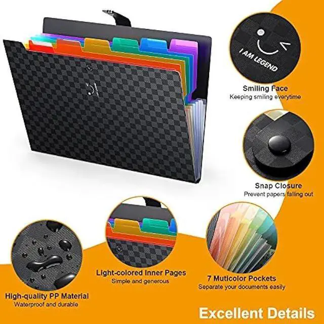 Alt view image 3 of 5 - ABC life 3 Pack Expanding File Folder Organizer/Important Document Organizer,7 Pockets Upgrad Letter A4 Accordion Folder,Small Cute Acordian Binder Folder/Paper Organizer for Home