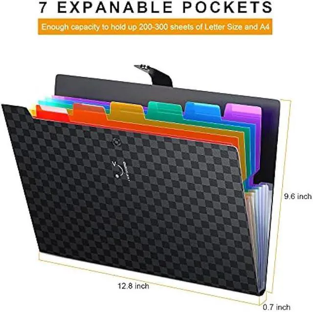 Alt view image 5 of 5 - ABC life 3 Pack Expanding File Folder Organizer/Important Document Organizer,7 Pockets Upgrad Letter A4 Accordion Folder,Small Cute Acordian Binder Folder/Paper Organizer for Home