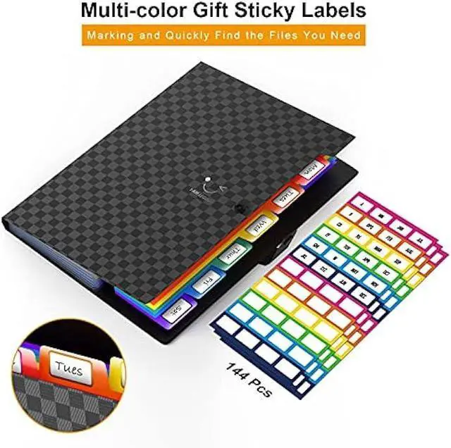 Alt view image 4 of 5 - ABC life 3 Pack Expanding File Folder Organizer/Important Document Organizer,7 Pockets Upgrad Letter A4 Accordion Folder,Small Cute Acordian Binder Folder/Paper Organizer for Home