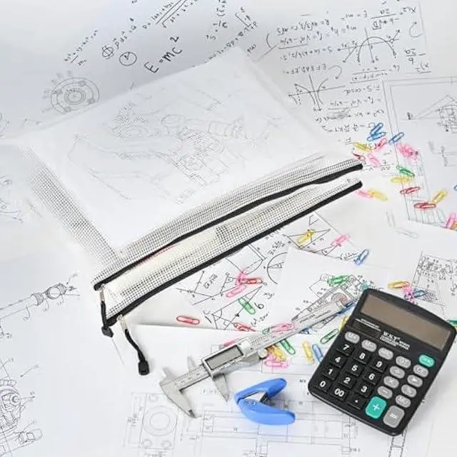 Alt view image 4 of 5 - AUSTARK 20 Pcs Zipper File Bags, Plastic Mesh Pouch, Board Game Storage, Waterproof Bags for Office School (B4 Size 15''x11'', White and Black)