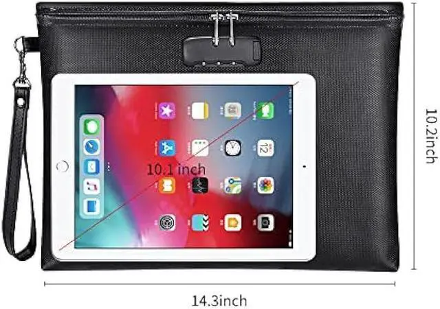 Alt view image 5 of 5 - Fireproof Document Bag with Lock, ZOOPIP 14.3x10.2 Fireproof Money Bag with Zipper Closure, Storage Pouch for A4 Letter Size Document, Cash, Cell Phone, Tablet, Credit Card,Passport