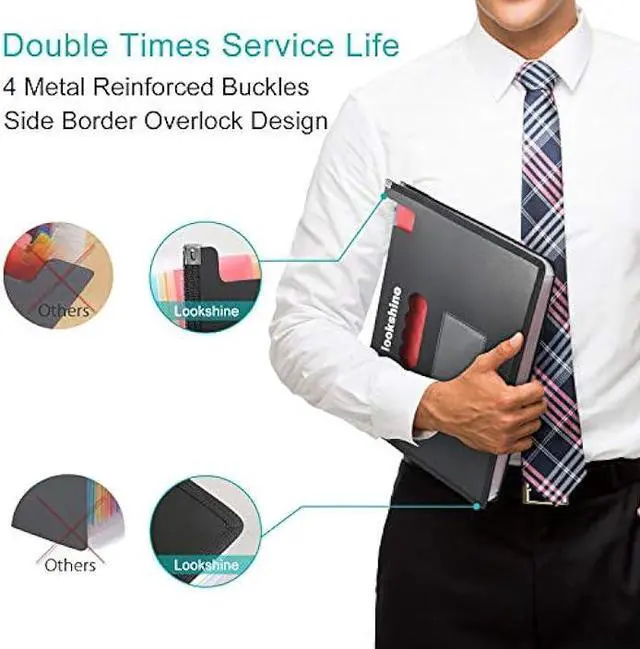 Alt view image 5 of 7 - LOOKSHINE 24 Pockets Expanding File Folders,Portable Accordion A4 Expandable File Organizer, Large Capacity Multicolour Stand Plastic Business File Bag for Business/Office/Study