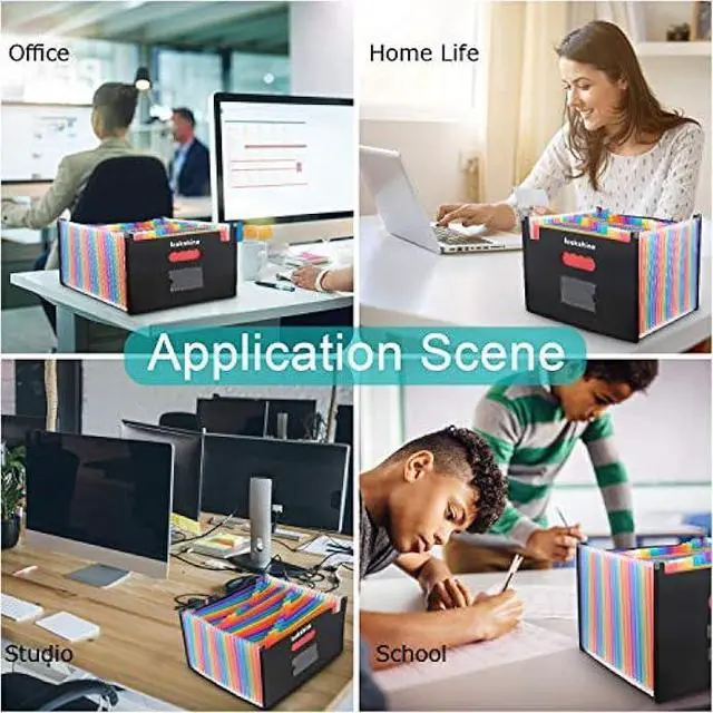 Alt view image 6 of 7 - LOOKSHINE 24 Pockets Expanding File Folders,Portable Accordion A4 Expandable File Organizer, Large Capacity Multicolour Stand Plastic Business File Bag for Business/Office/Study