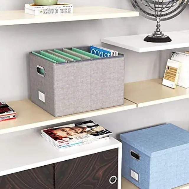 Alt view image 6 of 6 - TORASO Linen File Box Organizer with Lid, Letter/Legal Size, File Folder Storage, Easy Slide Durable Hanging File Box for Office/Decor/Home(FG,Gray).CA