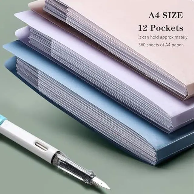 Alt view image 2 of 6 - ULVBABI A4 Expanding File Organiser, 3 Pcs Poly Pockets Document Organiser A4 Folder, 12 Compartment Folder Large Capacity Document Bag Accordion, Expandable Folder for Office, Business Trip, Home