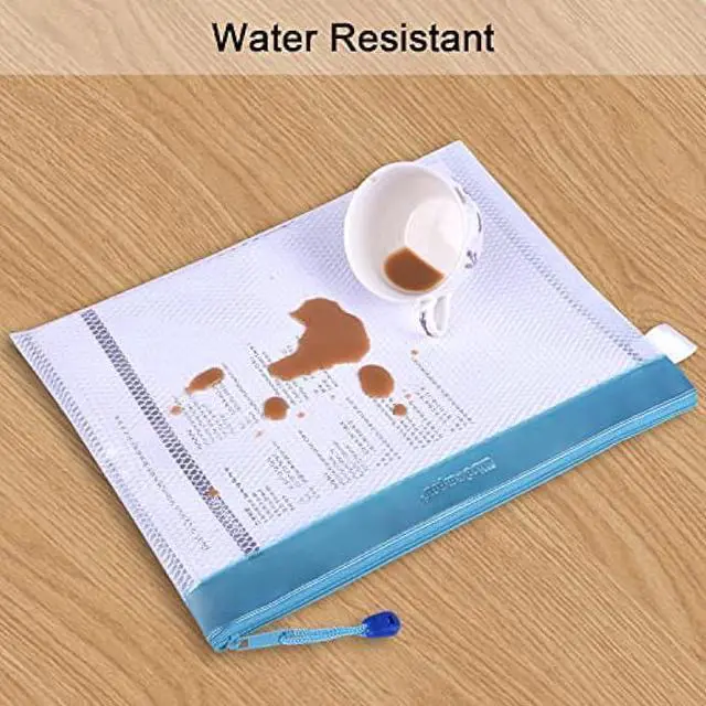 Alt view image 4 of 6 - Zipper File Bag, Wisdompro 4 Pack A4 Size Paper Document Storage File Zipper Pouches Holder with Label Pocket Organizer for Office Documents, Business Receipts, User Manual - Purple Blue