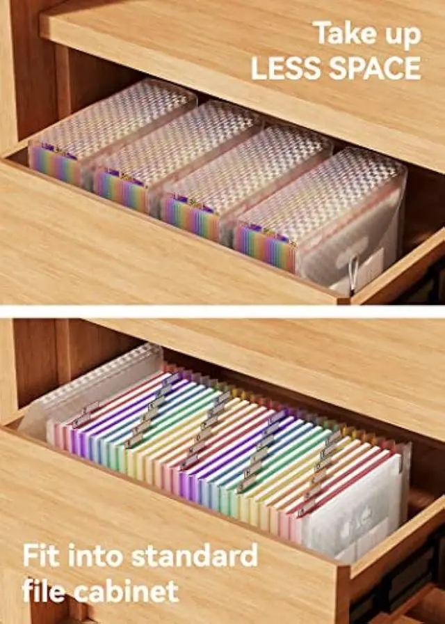 Alt view image 5 of 5 - ABC life 26 Pockets Accordian File Folder Organizer Letter Size Expanding File Folder, A4 Portable Document Paper School Organizer, Expandable Multicolor Accordion Filing Folders with Labels