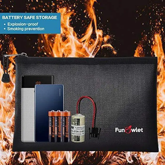 Alt view image 4 of 6 - Fireproof Safe Money Document Bags - 2 Pack 13.4 x 9.8 and 10.6 x 6.7 Waterproof Zipper Bag, Fire & Water Resistant Storage Organizer Pouch for A4 A5 Documents Holder,File,Cash,Passport (Black)