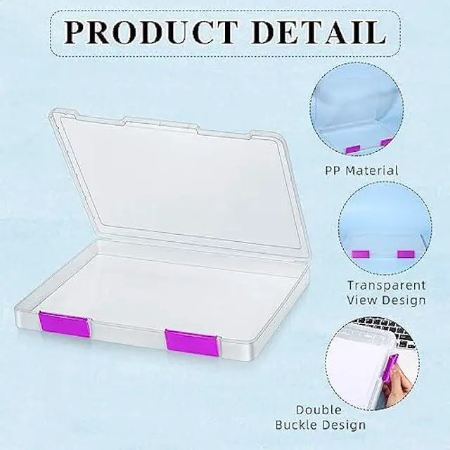 Alt view image 3 of 6 - PerKoop 6 Pcs Clear A4 File Box Document Plastic Storage Box Paper Plastic Case Board Game Storage Containers Magazine Protector File Holder with Buckle (Colorful,12.4 x 9.84 x 1.18 Inches)