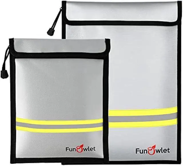 Main image of Fireproof Waterproof Money Document Bag - 2 Pack Safe Upgraded Zipper Bags, Fire & Water Resistant Storage Organizer Pouch for A4 A5 Documents Holder,File,Cash,Jewelry,Passport,Tablet,Laptop (Gray)
