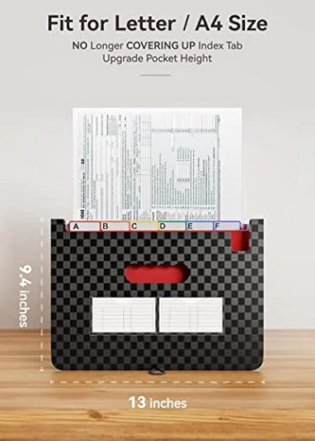 Alt view image 3 of 5 - ABC life 26 Pockets Accordian File Organizer,Expanding File Folder/Portable A4 Letter Size Filling Box, Expandable Desktop Accordion Folder, Plastic Paper Document Coupon Organizer with Colored Label