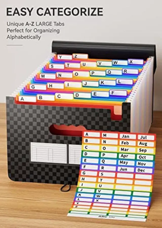 Alt view image 4 of 5 - ABC life 26 Pockets Accordian File Organizer,Expanding File Folder/Portable A4 Letter Size Filling Box, Expandable Desktop Accordion Folder, Plastic Paper Document Coupon Organizer with Colored Label