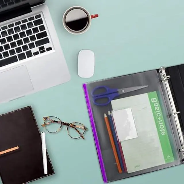 Alt view image 6 of 6 - YoeeJob 15 Packs 3-Hole Clear Zipper Binder Pockets, Binder Insert Pages with Card Slots Suitable for School or Office to Organize Document, Assorted Color Zippers