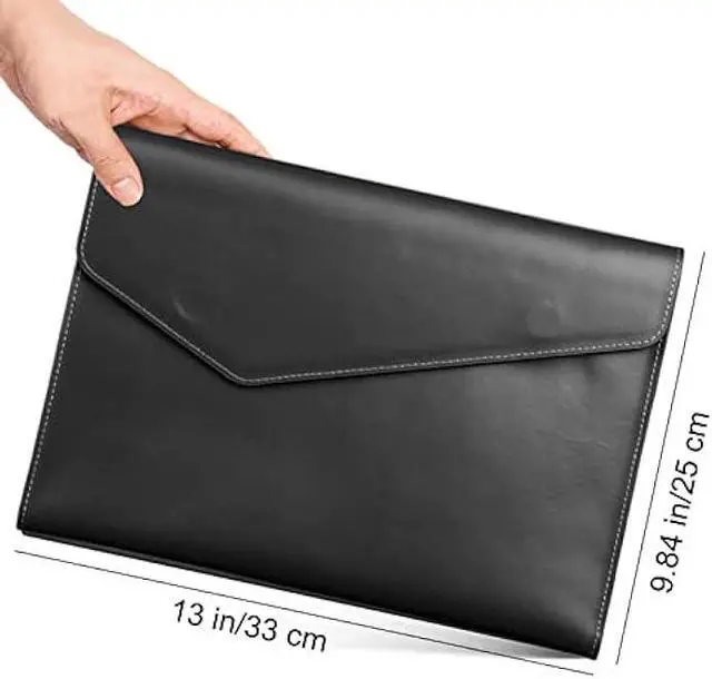 Alt view image 2 of 6 - VANRA 1 Piece File Folders PU Leather Expanding Document Holder File Jacket Filing Envelope for A4 Letter Size Paper with Invisible Magnetic Closure Black