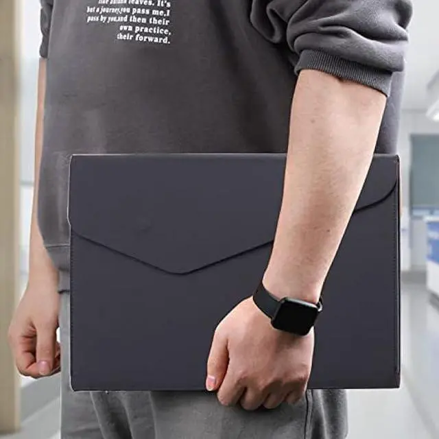 Alt view image 6 of 6 - VANRA 1 Piece File Folders PU Leather Expanding Document Holder File Jacket Filing Envelope for A4 Letter Size Paper with Invisible Magnetic Closure Black